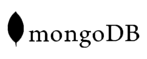 Teknologien MongoDB logo i sort virker som et eksternt link til MongoDBs hjemmeside