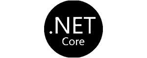 Teknologien ASP.NET cores logo i sort virker som et eksternt link til ASP.NET cores hjemmeside