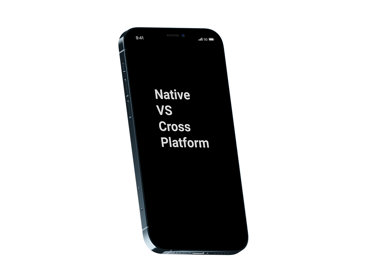 smartphone der viser teksten "native vs cross platform"