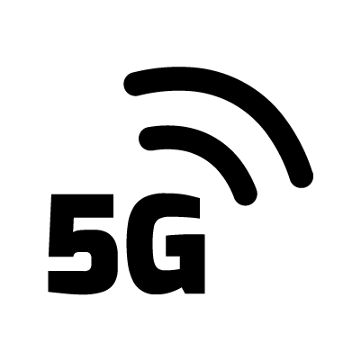 Teknologien 5G logo virker som et eksternt link til 5Gs hjemmeside