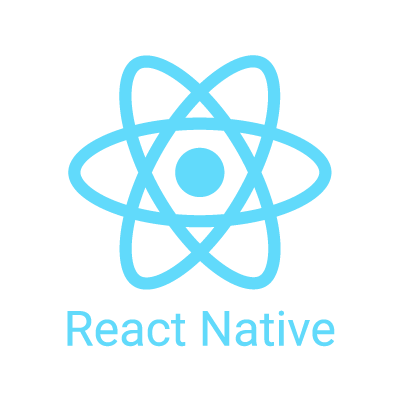 Teknologien React Natives logo der virkser som et ekstern link til React Natives hjemmeside